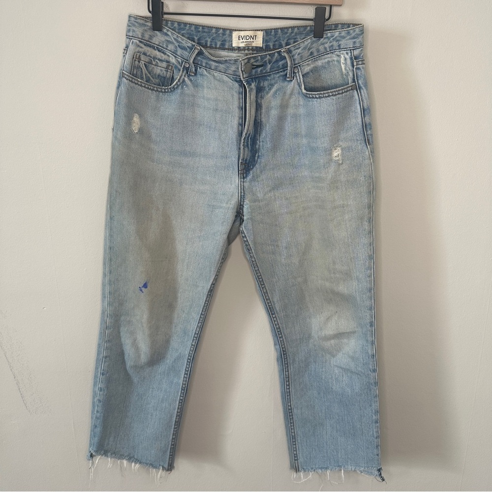 Evidnt Worn Boyfriend Jean with paint and distressing, Size 31